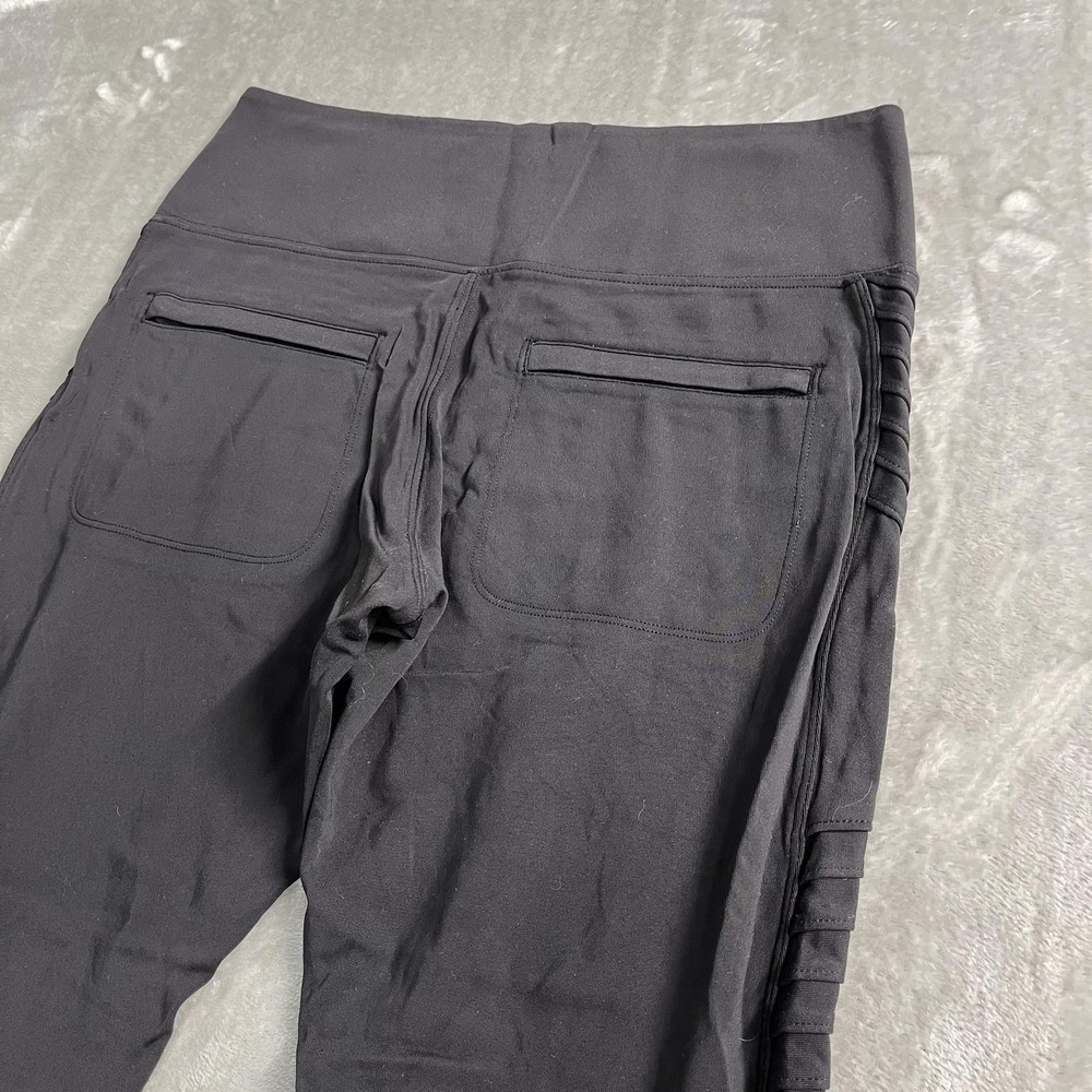 Athleta Delancey Moto Tight Leggings Womens L Black Zip‎ Ankle Pockets - Picture 4 of 8